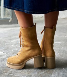 Дамски боти SILHOUETE BEIGE, бежов велур