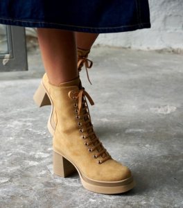 Дамски боти SILHOUETE BEIGE, бежов велур
