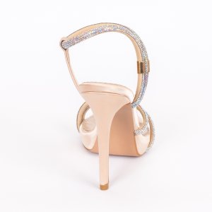Дамски сандали SATIN GLAM NUDE, бежов сатен, ток 120мм