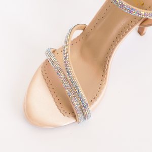 Дамски сандали SATIN GLAM NUDE, бежов сатен, ток 120мм