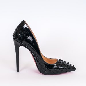 Дамски обувки SPIKES BLACK, черен лак, ток 120мм