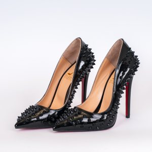 Дамски обувки SPIKES BLACK, черен лак, ток 120мм