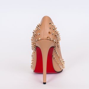 Дамски обувки SPIKES NUDE, бежова кожа, ток 120мм