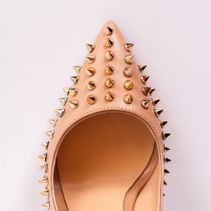 Дамски обувки SPIKES NUDE, бежова кожа, ток 120мм