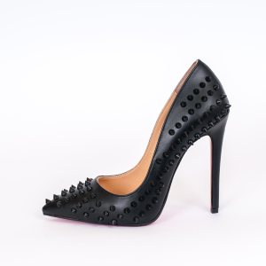 Дамски обувки SPIKES BLACK, черна кожа, ток 120мм