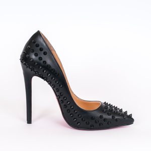 Дамски обувки SPIKES BLACK, черна кожа, ток 120мм