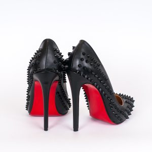 Дамски обувки SPIKES BLACK, черна кожа, ток 120мм