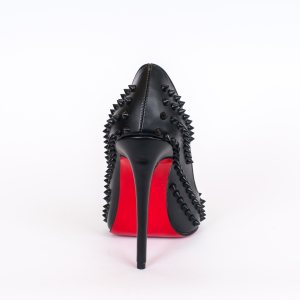 Дамски обувки SPIKES BLACK, черна кожа, ток 120мм