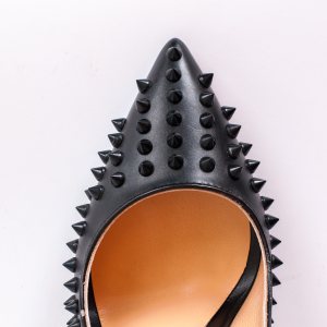 Дамски обувки SPIKES BLACK, черна кожа, ток 120мм