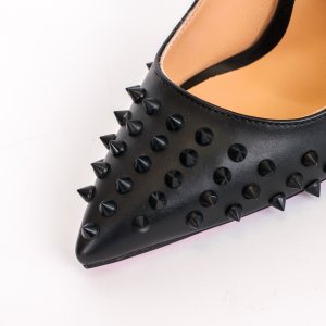 Дамски обувки SPIKES BLACK, черна кожа, ток 120мм
