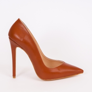 Дамски обувки VERONA CAMEL, кафява кожа, ток 120мм