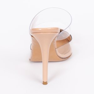 Дамски обувки LOVE HEART NUDE, бежов лак, ток 100мм