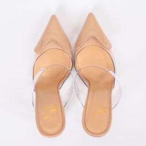 Дамски обувки LOVE HEART NUDE, бежов лак, ток 100мм