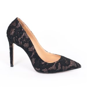Дамски обувки BLACK LACE, черна дантела, ток 100мм