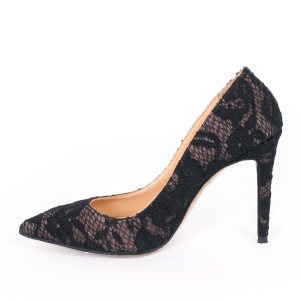 Дамски обувки BLACK LACE, черна дантела, ток 100мм