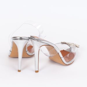 Дамски обувки PLEXI SILVER, сребрист, ток 100мм