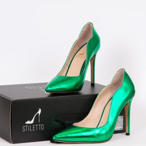 Дамски обувки LOVE NEON, зелена еко кожа, ток 105мм