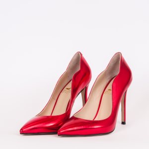Дамски обувки LOVE NEON, червена еко кожа, ток 105мм