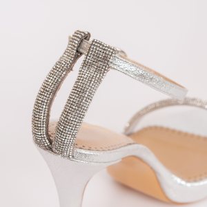 Дамски сандали ICE SILVER, сребрист, еко кожа, 120мм