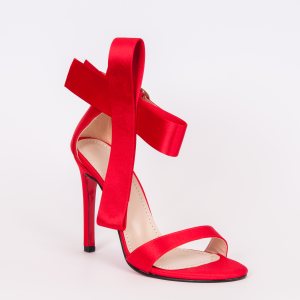 Дамски сандали GIFT RED, червен сатен, ток 105мм