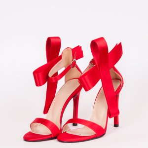 Дамски сандали GIFT RED, червен сатен, ток 105мм