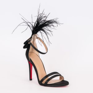 Дамски сандали CARNAVAL BLACK, черен сатен, ток 105мм
