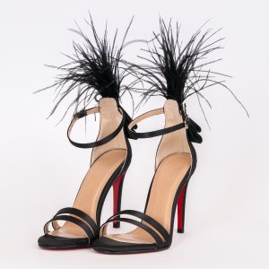 Дамски сандали CARNAVAL BLACK, черен сатен, ток 105мм