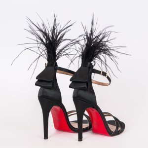 Дамски сандали CARNAVAL BLACK, черен сатен, ток 105мм