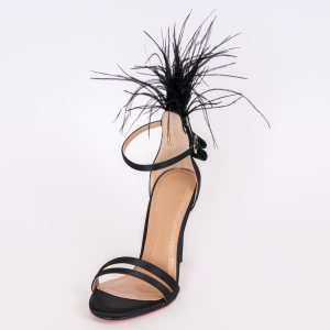 Дамски сандали CARNAVAL BLACK, черен сатен, ток 105мм