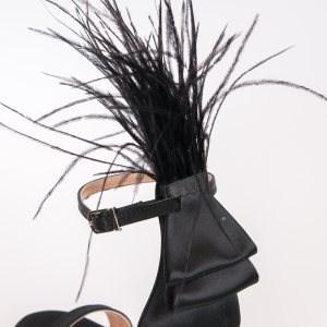Дамски сандали CARNAVAL BLACK, черен сатен, ток 105мм